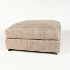 Hocker Zeno Stoff Edison 913 Braun Beige Gestell Metall Brüniert