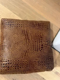 Hockerkissen Ming Leder Aligator Mocca Braun Mit Plaids