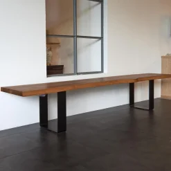 Holzbank Nussbaum Gestell Metall Schwarz