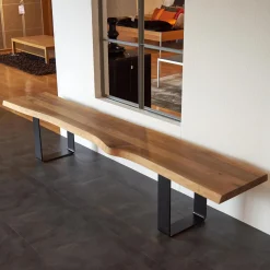 Holzbank Nussbaum Gestell Metall Schwarz