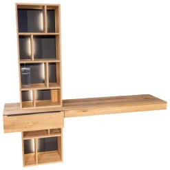 Homeoffice Regal WK 490 Baristo Asteiche Bianco Glas Anthrazit Mit Fächern Und Schubladen Inklusive LED Beleuchtung