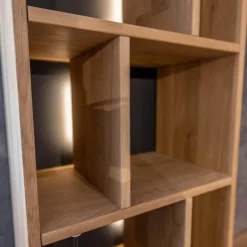 Homeoffice Regal WK 490 Baristo Asteiche Bianco Glas Anthrazit Mit Fächern Und Schubladen Inklusive LED Beleuchtung