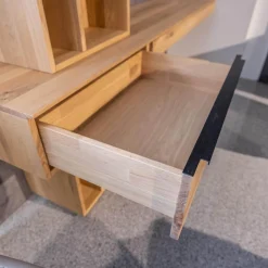 Homeoffice Regal WK 490 Baristo Asteiche Bianco Glas Anthrazit Mit Fächern Und Schubladen Inklusive LED Beleuchtung