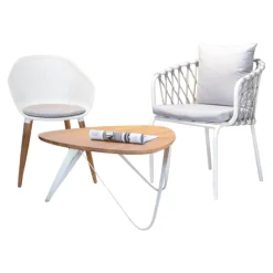 Joval Indoor Tisch Plektron Eiche Massiv Gestell Weiß Pulverbeschichtet Mit Stuhl Eden Und Stuhl Kopenhagen