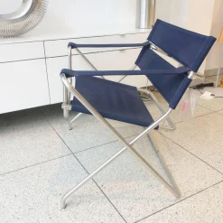 Klappsessel D4E Bezug Cora Dunkelblau Gestell Edelstahl Wetterfest