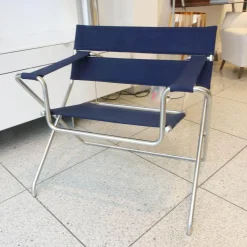 Klappsessel D4E Bezug Cora Dunkelblau Gestell Edelstahl Wetterfest