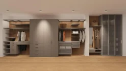 Kleiderschrank Collect Flintgrau Paneele in Eiche Natur D 70 mit Beleuchtung