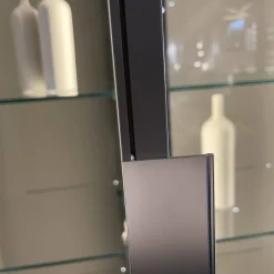 Kleiderschrank Garderobe Collect Korpus Mattlack Flintgrau Paneele Eiche Natur mkit Beleuchtung Schrankelemente Glas Drehtüren Glaseinlegeböden Garderobenelement mit Spiegel