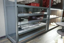 Kleiderschrank Gliss Master Larix Moro Glas Stopsol Grau Nussbaum mit Innenausstattung und Beleuchtung