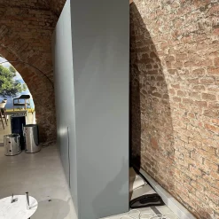 Kleiderschrank Gliss Master Korpus Melaminbeschichtet Shantung Grau Front Lack Blaugrau Mit Drehtür