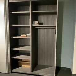 Kleiderschrank Grip Lack Matt Lichtgrau Innen Eiche Melamin Anthrazit