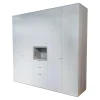 Kleiderschrank Line Mattlack P01 White Griffe P19 Dune Grau