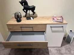 Kommode Airline 300 Lack Bianco Weiß Matt Absetzung Eiche Silea 4 Schubkästen Und 1 Tür