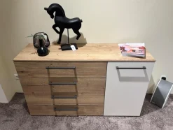 Kommode Airline 300 Lack Bianco Weiß Matt Absetzung Eiche Silea 4 Schubkästen Und 1 Tür