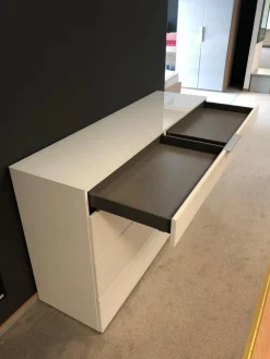 Kommode Alegro 2 Polarweiß Ausführung Weißglas Alu Matt