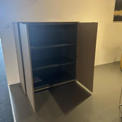 Kommode Cube Fine Esche Quarz Korpus Mattlack M81 Bahia Matt Grün Griff Leder Schwarz Mit Keder