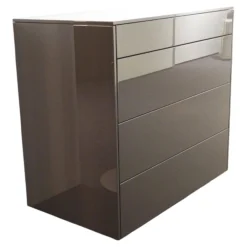 Kommode Line Lack Coffee Hochglänzend Grau MDF Mit 4 Schubläden