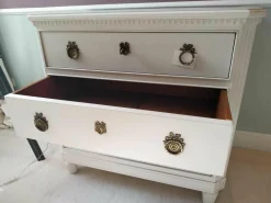 Kommode Massivholz Kirsche Weiss mit 3 Schüben