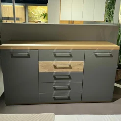 Kommode Minto Balkeneiche Lack Manhattan Grau
