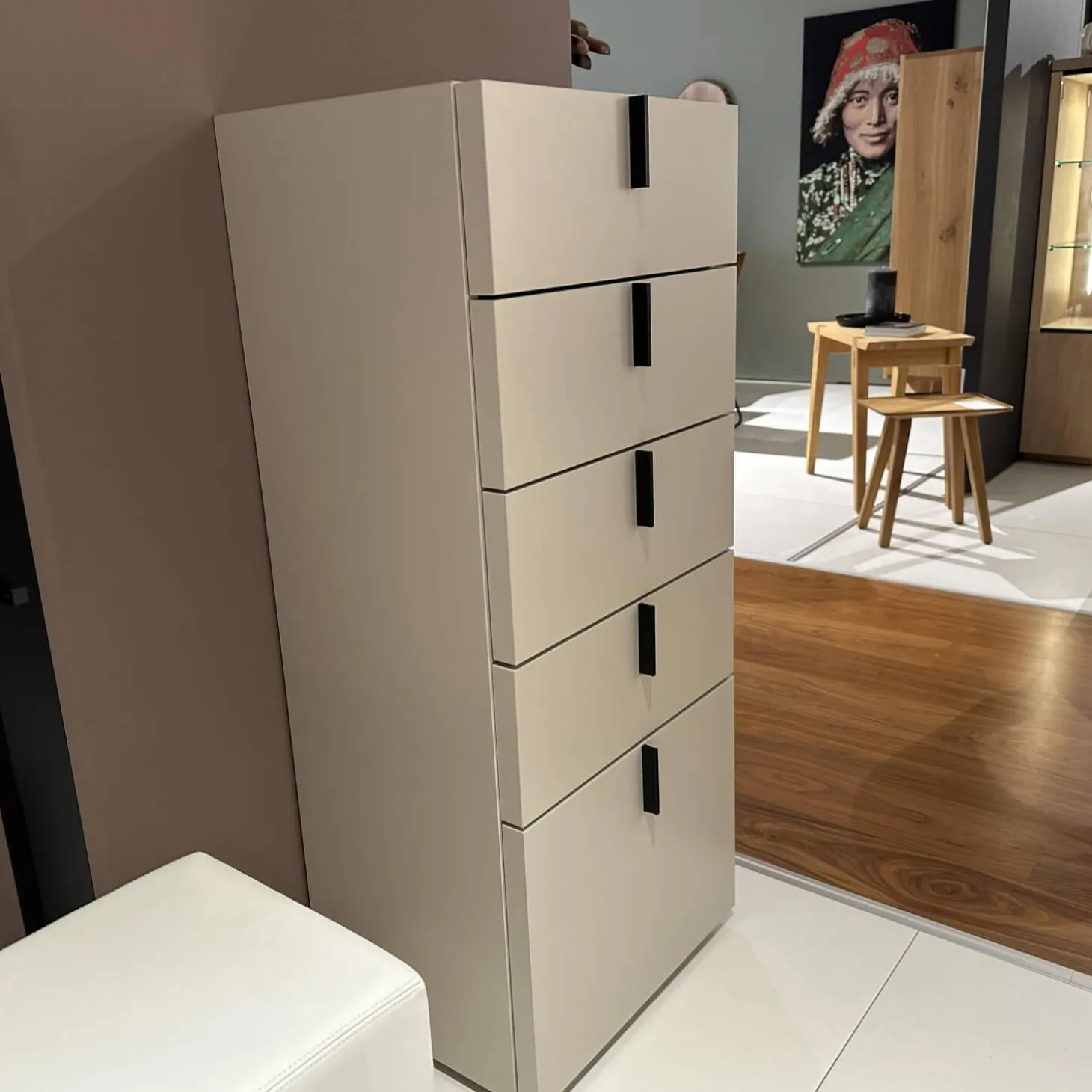 Kommode Mio Lack Elfenbein Beige Matt Zarge Lack Schwarz