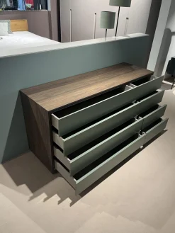 Kommode Night Collection 2022 Easy Front Lack 342 Fogia Matt Grün Korpus Nussbaum 72 Noce