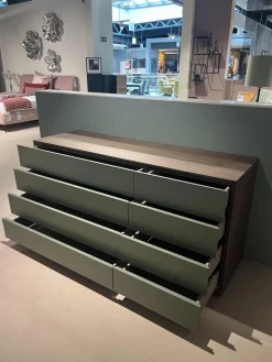 Kommode Night Collection 2022 Easy Front Lack 342 Fogia Matt Grün Korpus Nussbaum 72 Noce