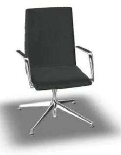 Konferenzsessel Fina Soft 6722/A Leder C Torro 5 2999 Black Schwarz Gestell Aluminium Verchromt Drehbar