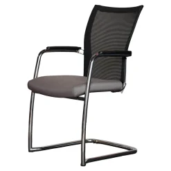 Konferenzsessel Freischwinger Mit Armlehnen Bezug Stoff 31/2000 Silbergrau Verchromt