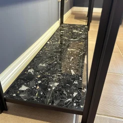 Konsole Hudson Platten Marmor Terrazzo Porto Schwarz Untergestell Bronze Matt