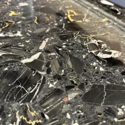 Konsole Hudson Platten Marmor Terrazzo Porto Schwarz Untergestell Bronze Matt