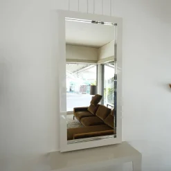 Konsole Tatu Lack Hochglanz Creme mit Spiegel