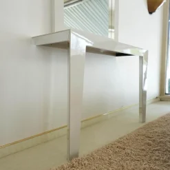 Konsole Tatu Lack Hochglanz Creme mit Spiegel