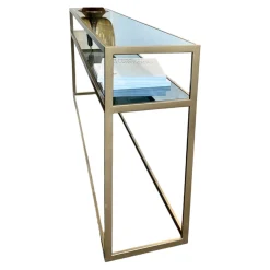 Konsolentisch Cameo Platten Esg Smoked Glas Grau Metallgestell Bronze