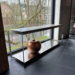 Konsolentisch Portfolio Lack Matt Ton Grau Korpus Chrom