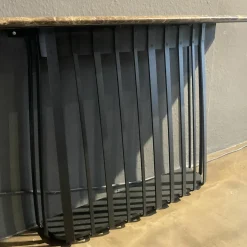 Konsoltisch Basket Platte Stein Emperador Braun Gestell Stahl Tiefschwarz Pulverbeschichtet