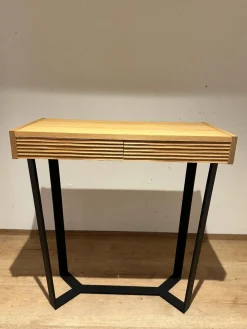 Konsoltisch Dexter Platte Eiche Natur Geölt Gestell Eisenprofil Schwarzanthrazit Geschweißt