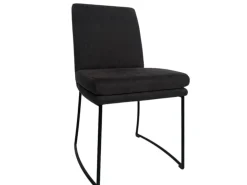 Kufenstuhl Stoff Anthrazit Gestell Kufen Edles Schwarz Matt