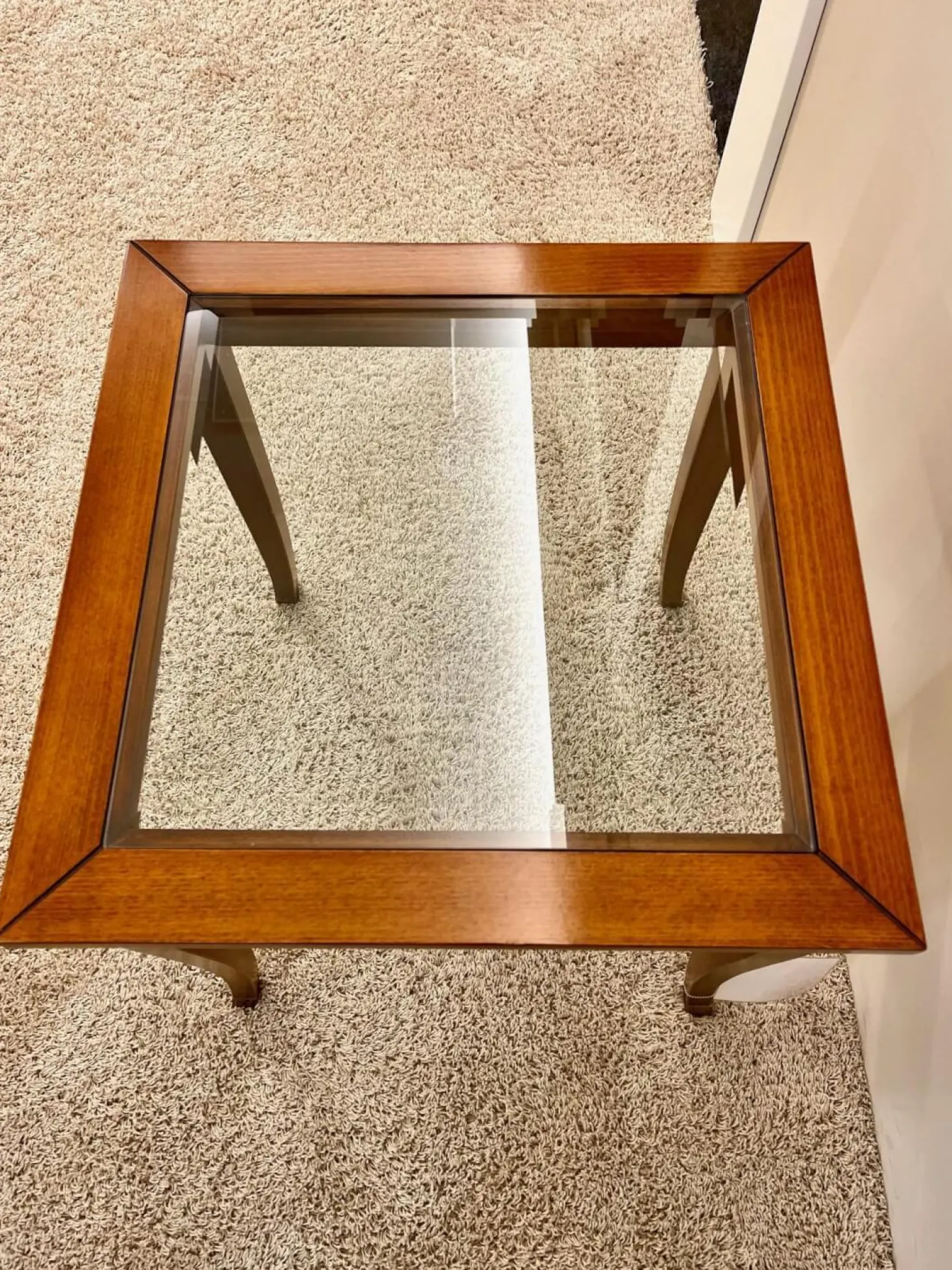 Lampentisch 3183 MM Platte Glas Gestell Französischer Kirschbaum Handgewachst Und Handpoliert