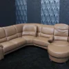 Leder Design Garnitur Denise II Sofa Couch mit Drehecke und Drehhocker