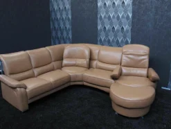 Leder Design Garnitur Denise II Sofa Couch mit Drehecke und Drehhocker