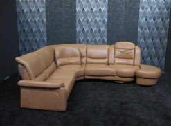 Leder Design Garnitur Denise II Sofa Couch mit Drehecke und Drehhocker