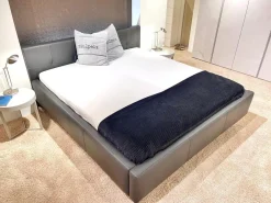 Lederbett KT10 Rindnappaleder Asphalt Anthrazit ohne Lattenrost ohne Matratze