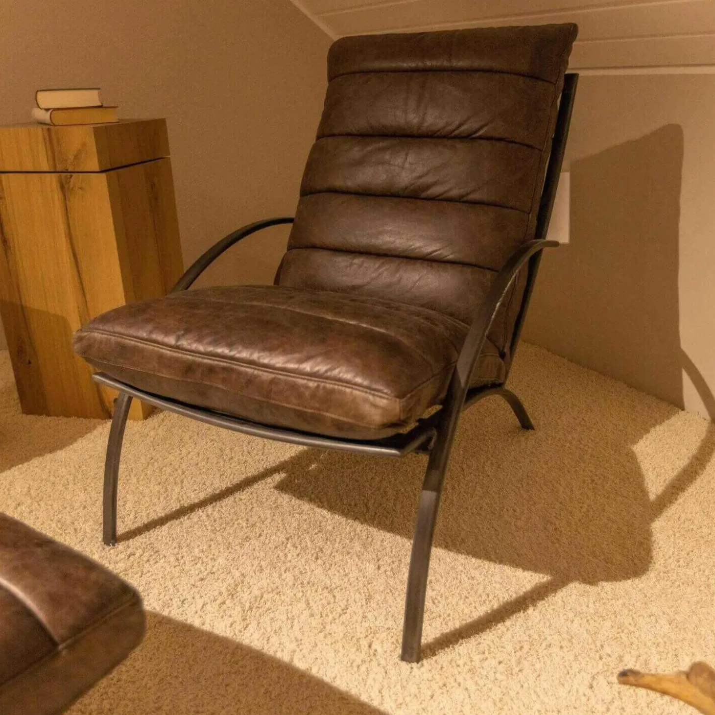 Ledersessel SP120 Leder Frame Gestell Metall Mit Hocker