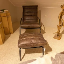 Ledersessel SP120 Leder Frame Gestell Metall Mit Hocker