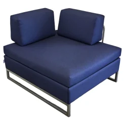 Liege Chaislounge Hocker Bed For Living Stoff Messenger Blau Füße Edelstahl Mit Schlaffunktion