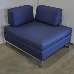 Liege Chaislounge Hocker Bed For Living Stoff Messenger Blau Füße Edelstahl Mit Schlaffunktion