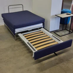 Liege Chaislounge Hocker Bed For Living Stoff Messenger Blau Füße Edelstahl Mit Schlaffunktion