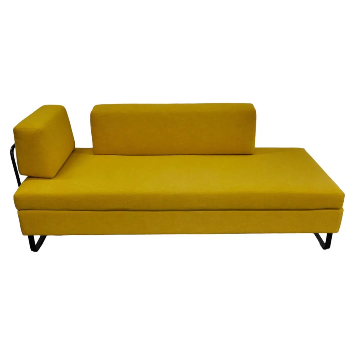 Liege Singolo Stoff Faro Gelb Fuß Schwarz Mit Bettkasten