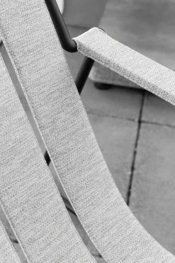 Liegestuhl Strappy Textile Natural Silver Dot Silber Gestell Edelstahl Anthrazit Beschichtet Inklusive Hocker