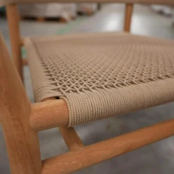 Lounge Sessel Kilt Holz Teak Geflecht Sand Beige